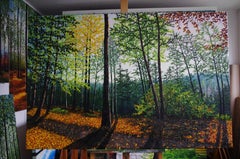 Luz de bosque otoñal, Pintura, Óleo sobre lienzo