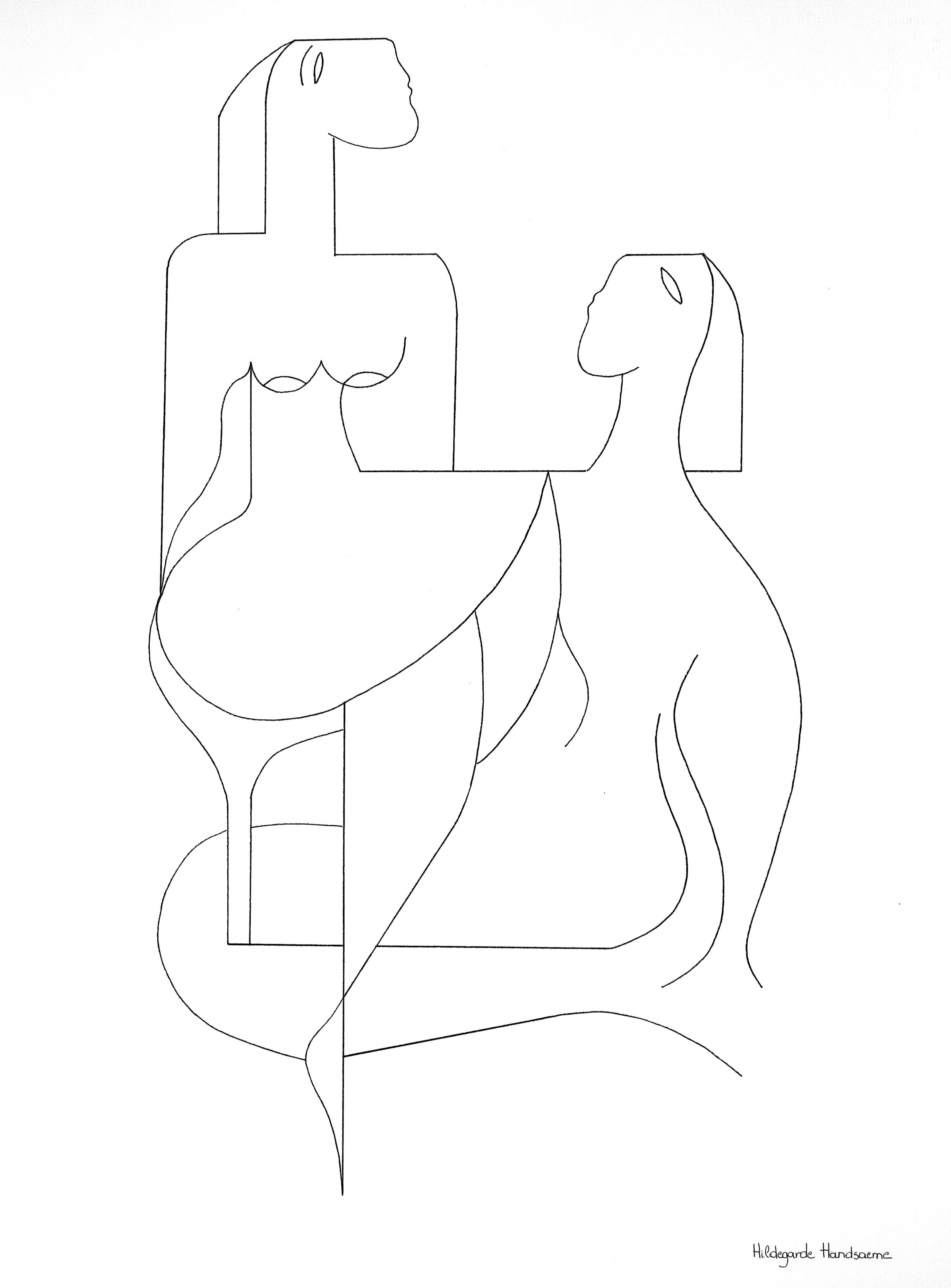 Ascendencia Silenciosa, Dibujo, Pluma y Tinta sobre Papel - Art de Hildegarde Handsaeme
