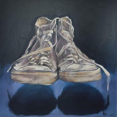 Floating sneakers., Painting, Oil on Canvas