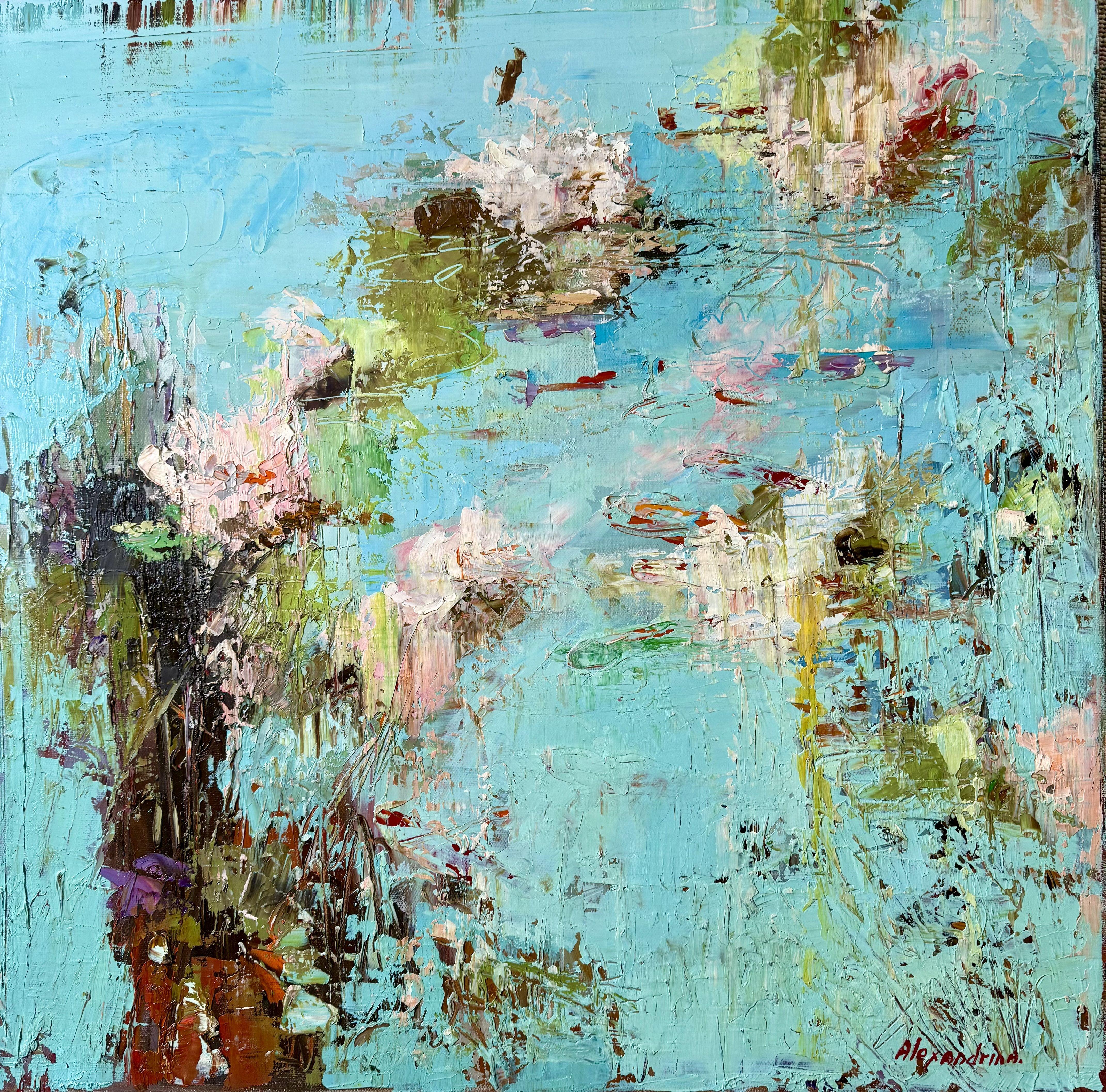 Water Lilies. Blue., Painting, Oil on Canvas - Art by Irina Alexandrina