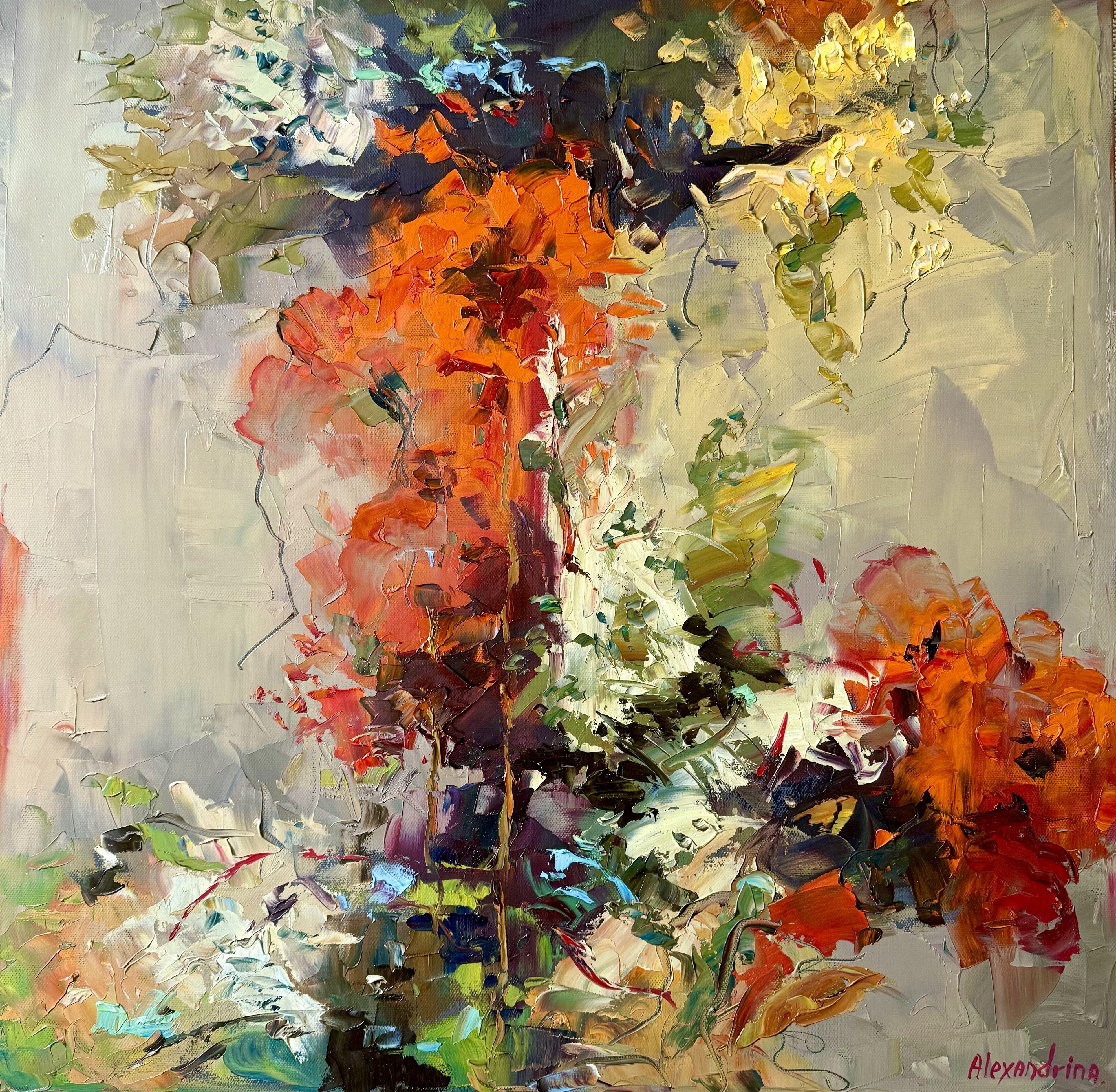 Gardin., Painting, Oil on Glass - Art by Irina Alexandrina