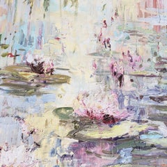 water lilies, Painting, Oil on Glass