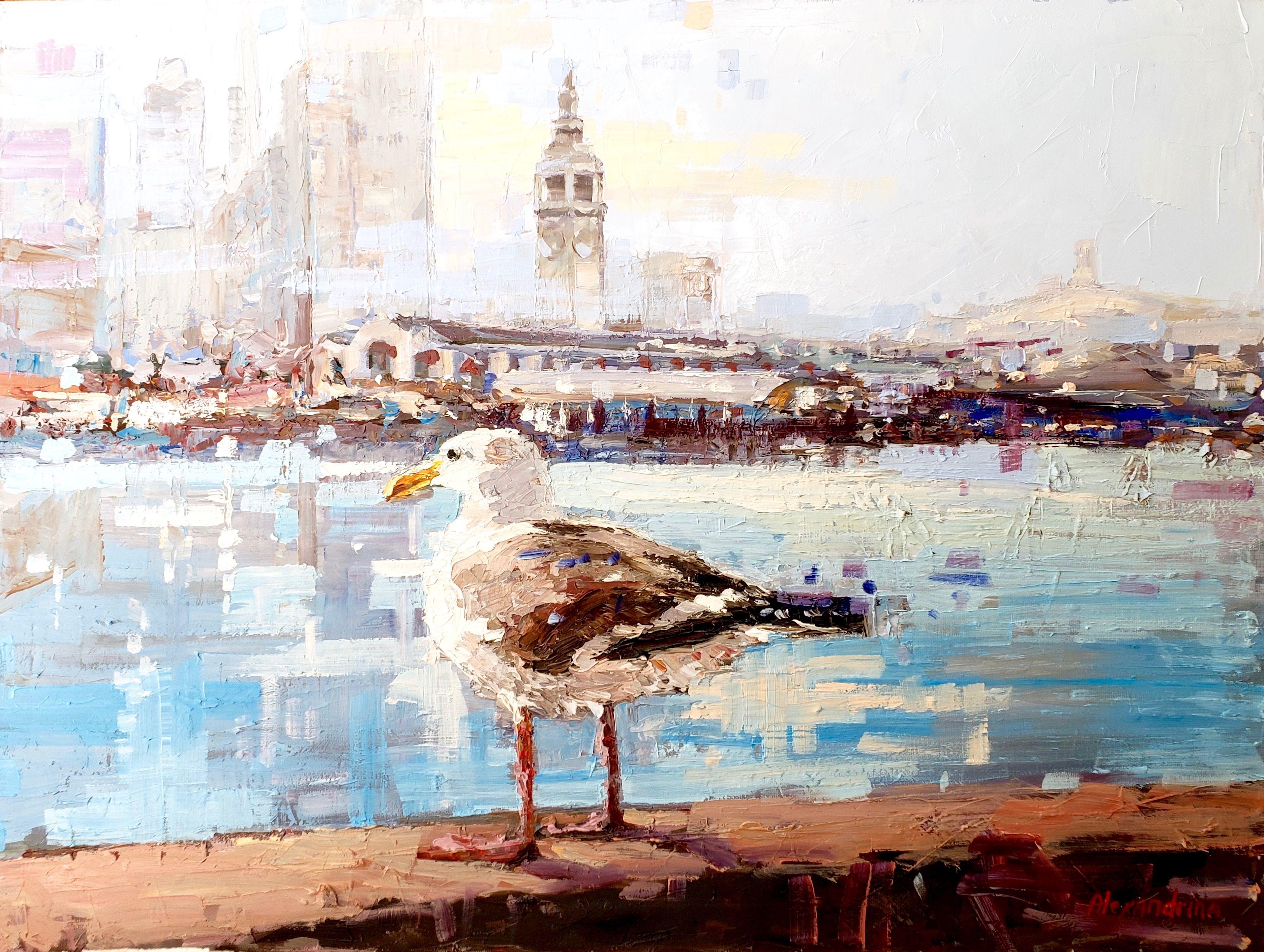 San Francisco.Blue., Painting, Oil on Canvas - Art by Irina Alexandrina