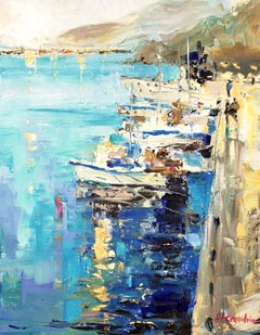 Boats. Evening., Painting, Oil on Canvas