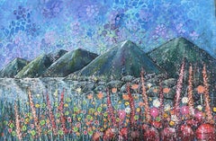 Fleurs de montagne, peinture, acrylique sur toile