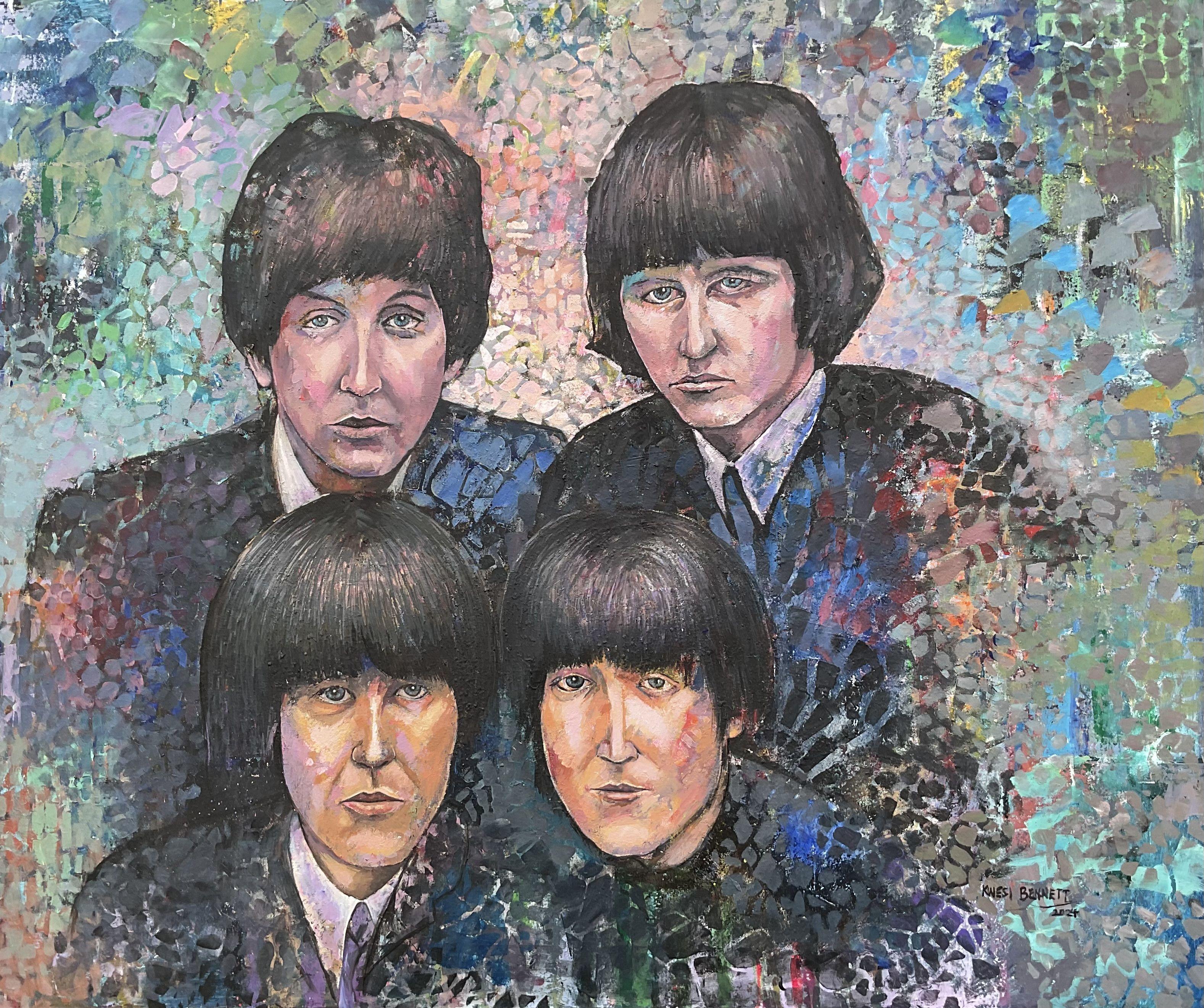 The Beetles, Painting, Acrylic on Canvas - Art by Jacob Kwesi Bennett