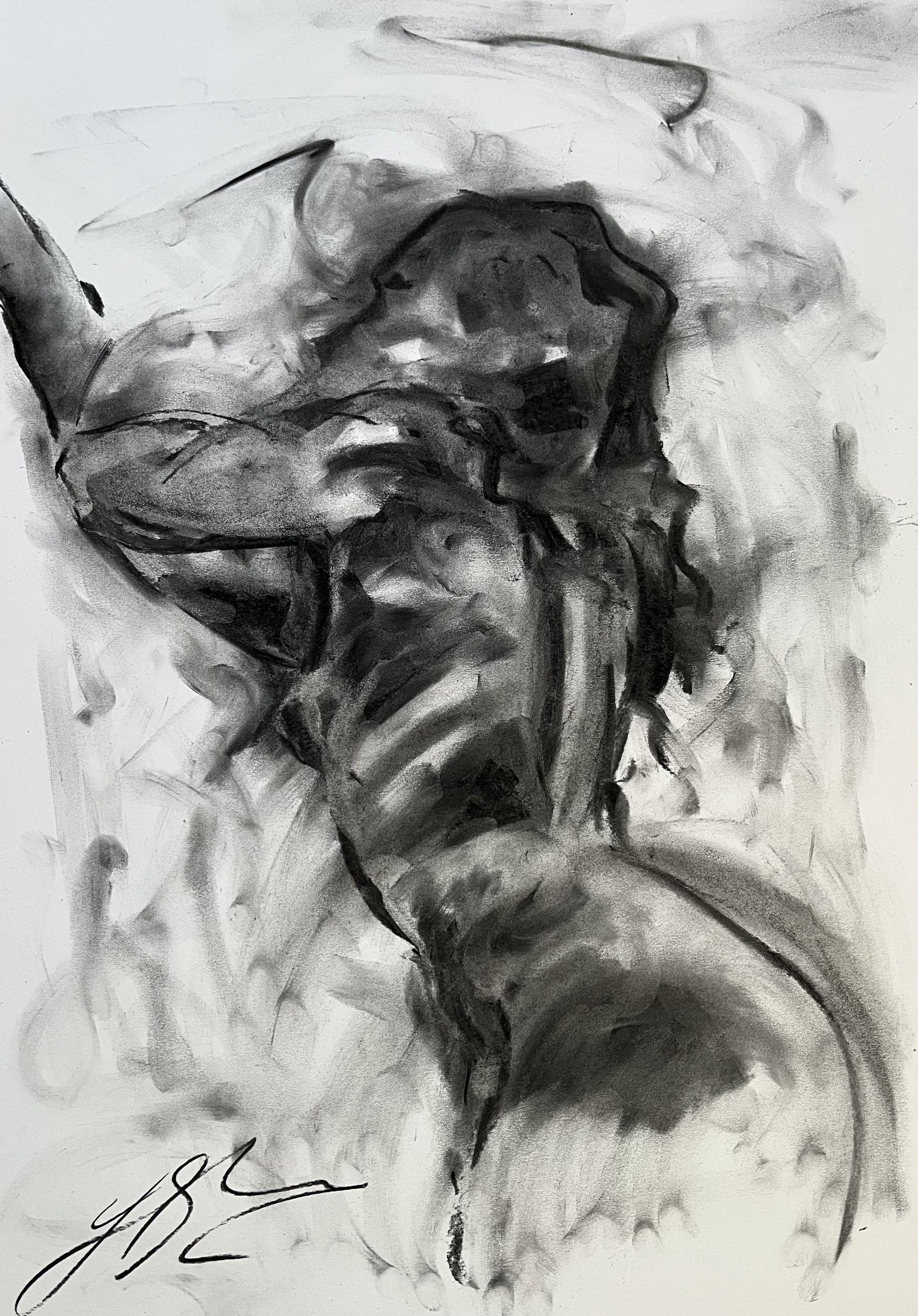One Moment, Drawing, Charcoal on Paper