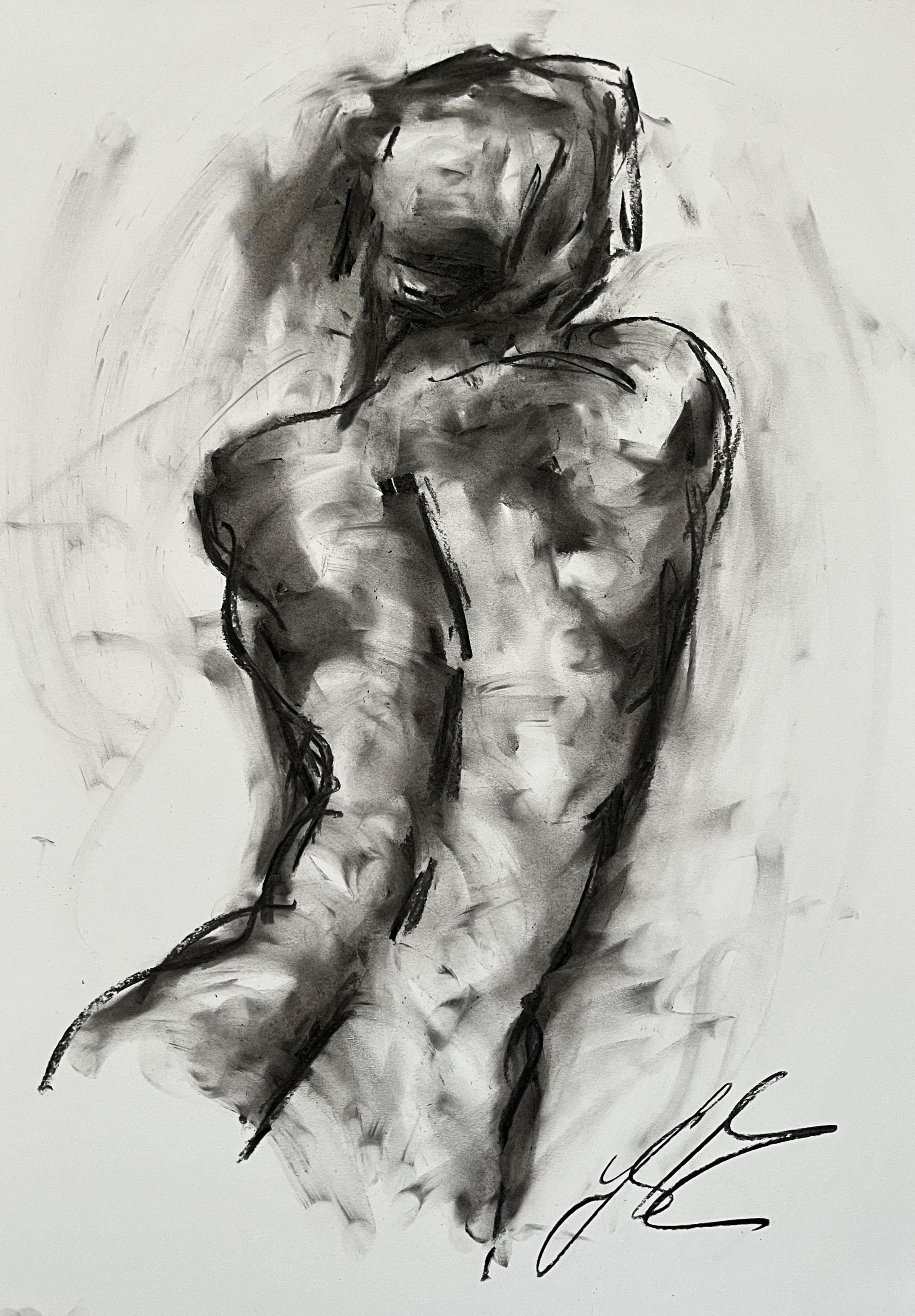 Missed You, Drawing, Charcoal on Paper
