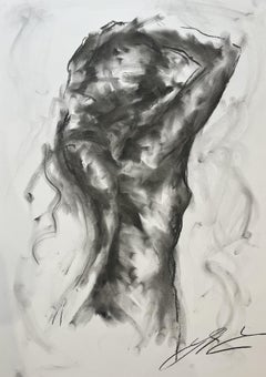 Say Something, Zeichnung, Zeichenkohle auf Papier