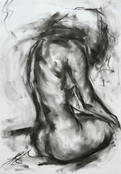 In Private, Drawing, Charcoal on Paper