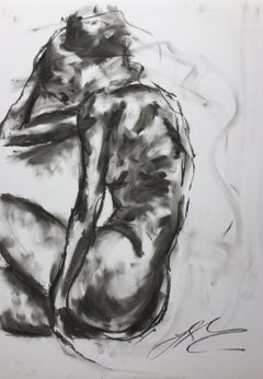 Perdu dans les ténèbres, dessin, fusain sur papier