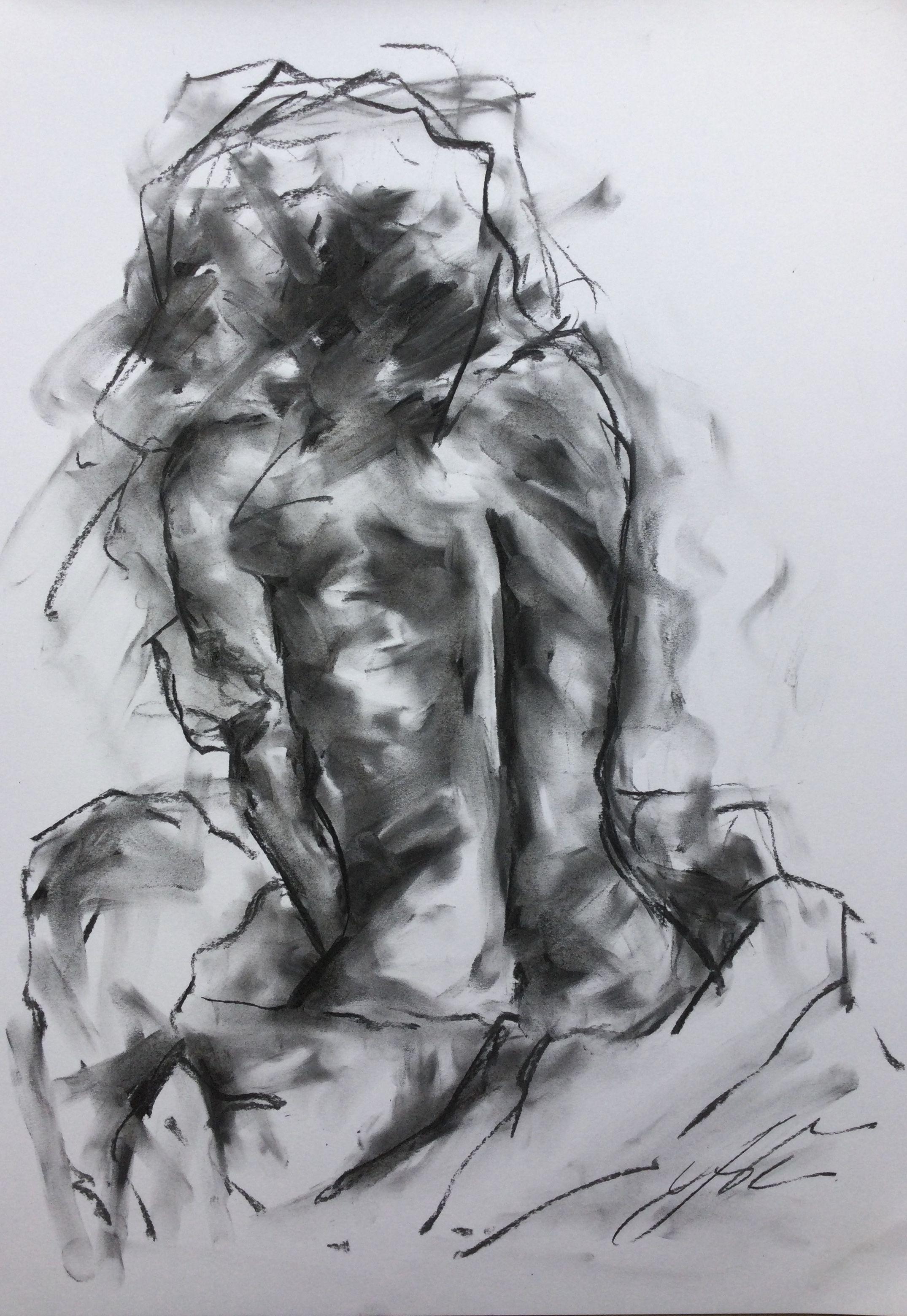 Day Dream, Drawing, Charcoal on Paper - Art by James Shipton