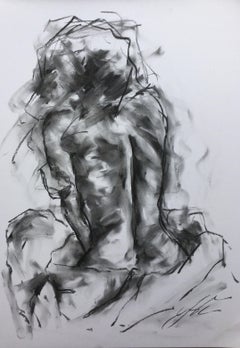 Day Dream, Zeichnung, Zeichenkohle auf Papier