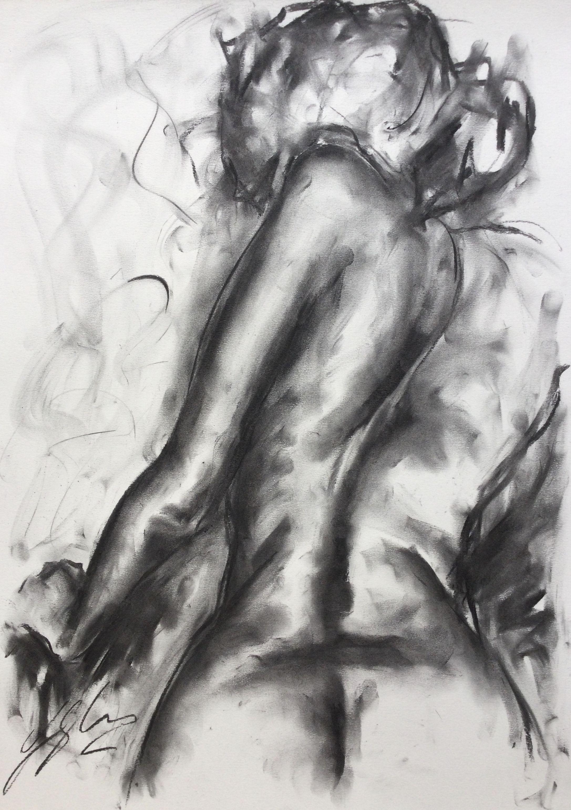 Hold On Tight, Disegno, Carboncino su carta - Art di James Shipton