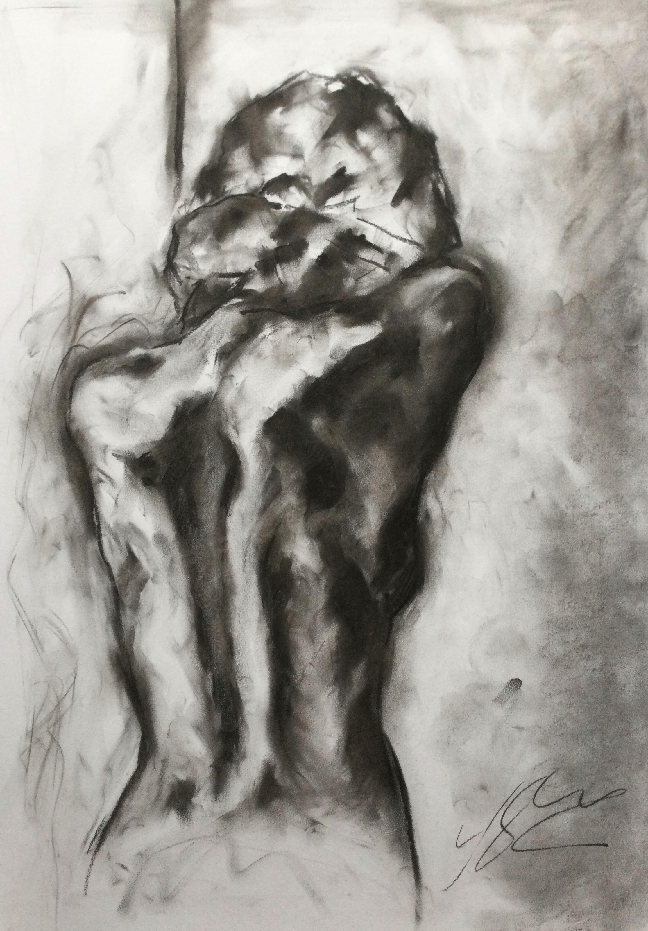 Heartbreak, Drawing, Charcoal on Paper