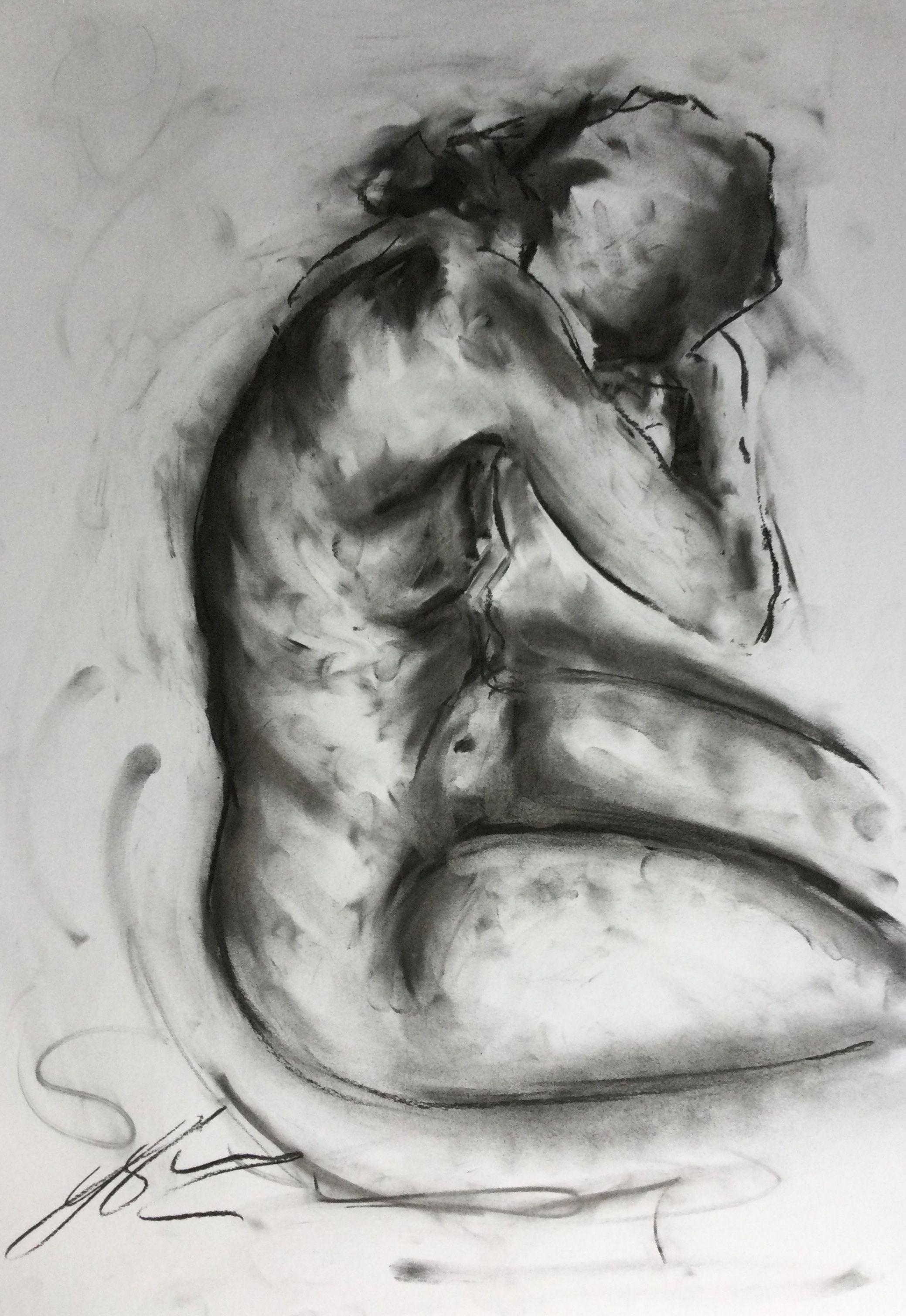 Vulnerability, Drawing, Charcoal on Paper - Art by James Shipton