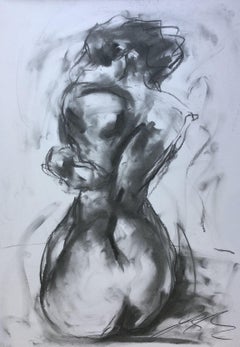 Intimate, Drawing, Charcoal on Paper