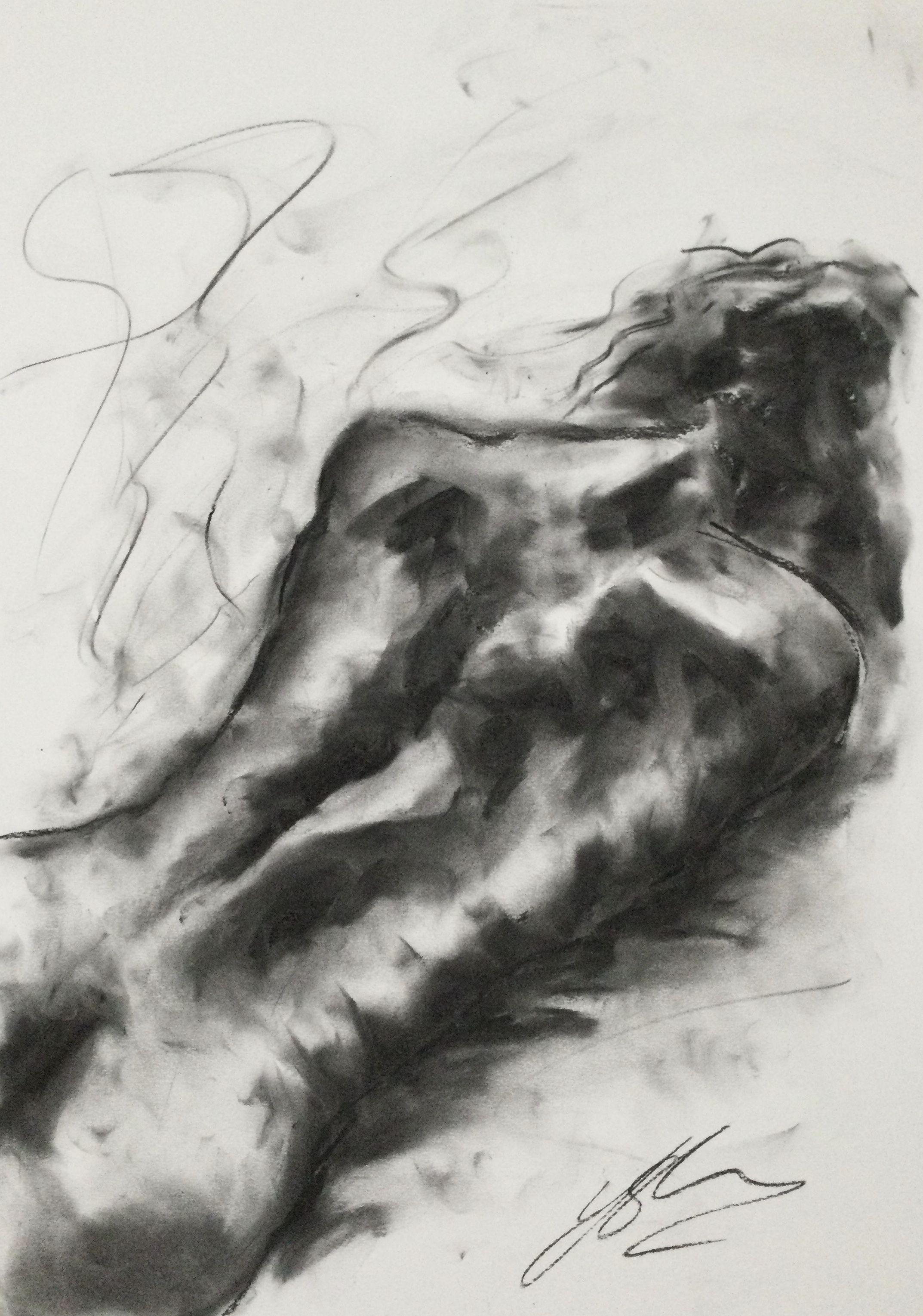Feeling, Drawing, Charcoal on Paper