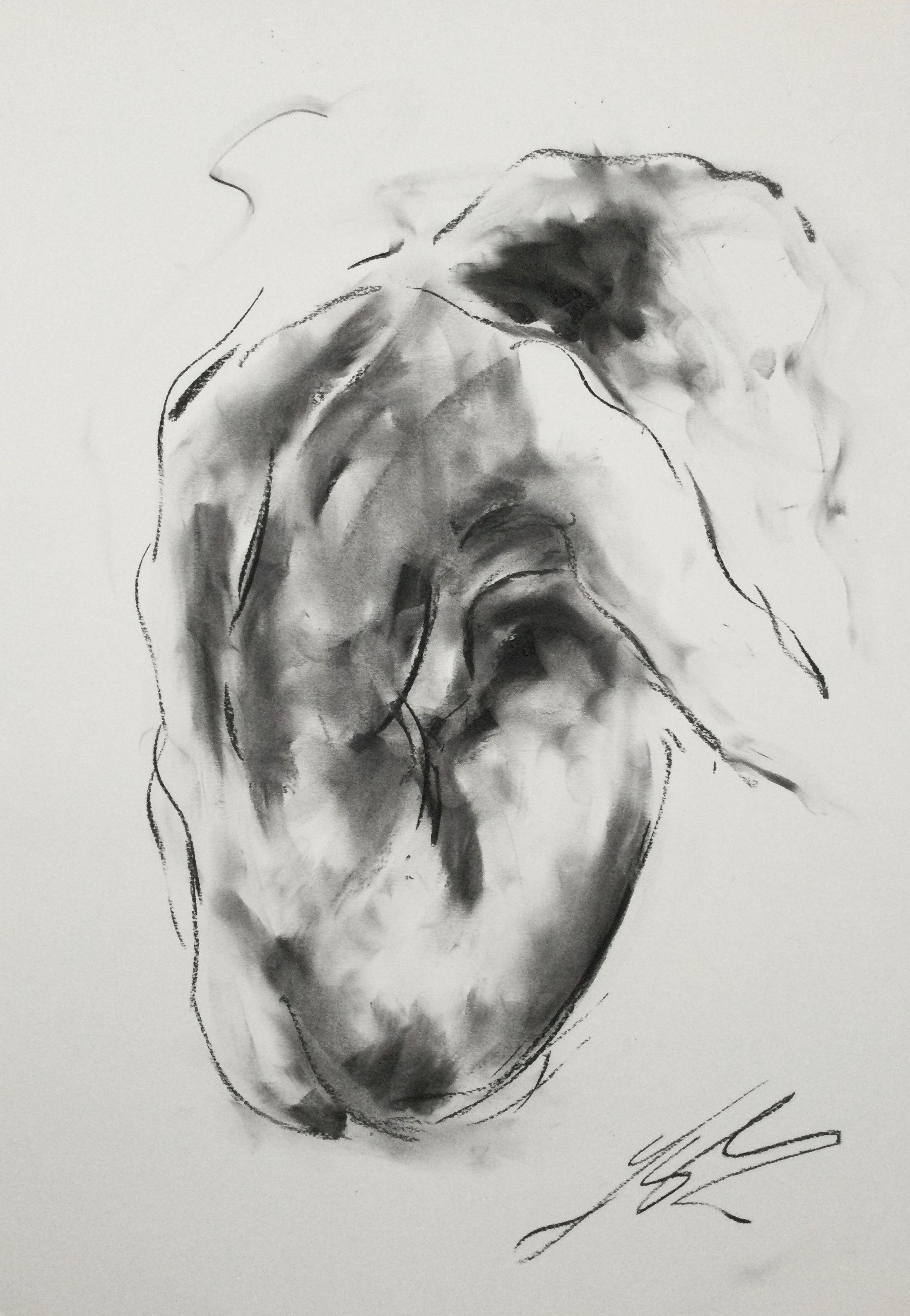 Defy, Zeichnung, Zeichenkohle auf Papier – Art von James Shipton