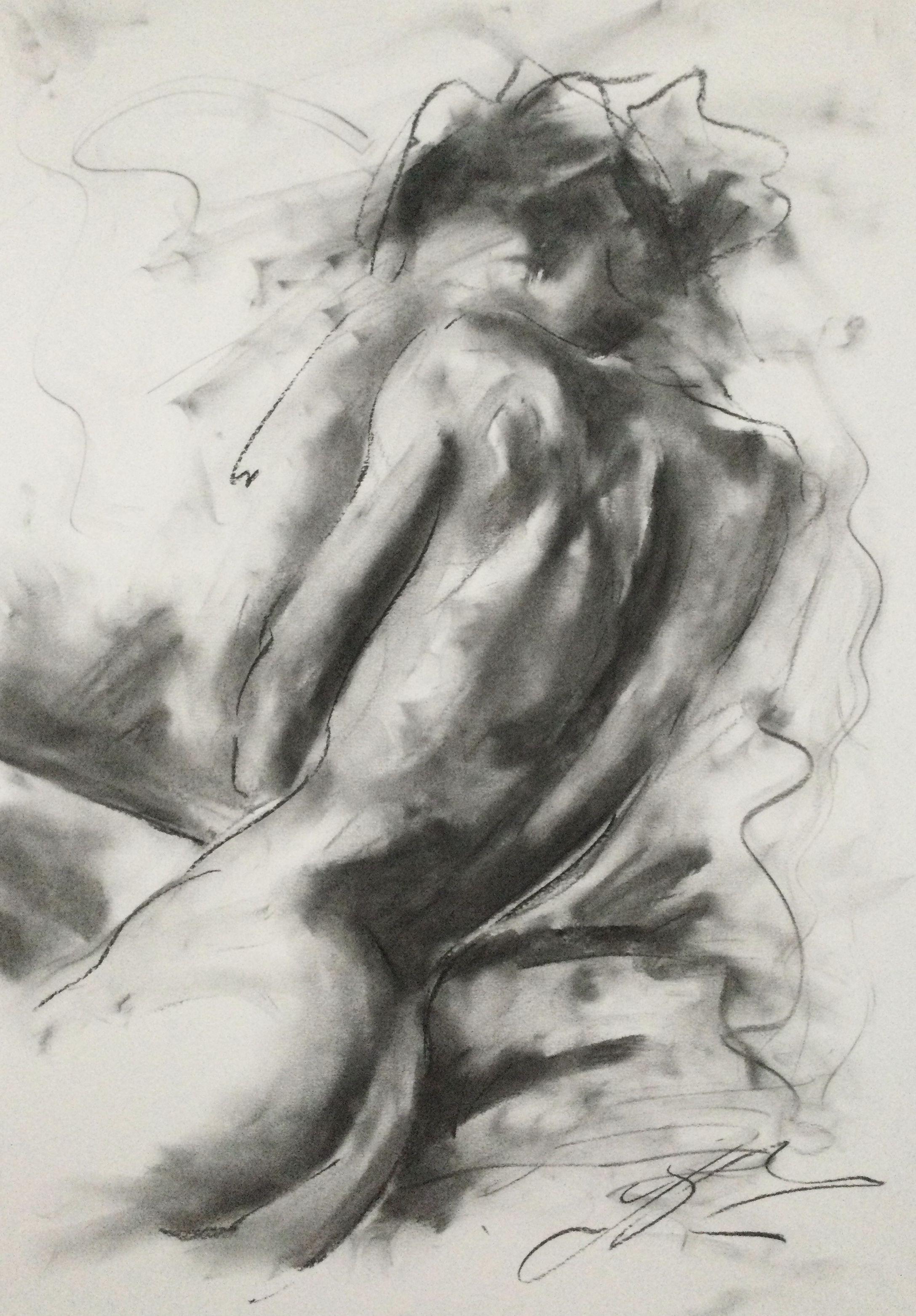 Fleeting, Drawing, Charcoal on Paper