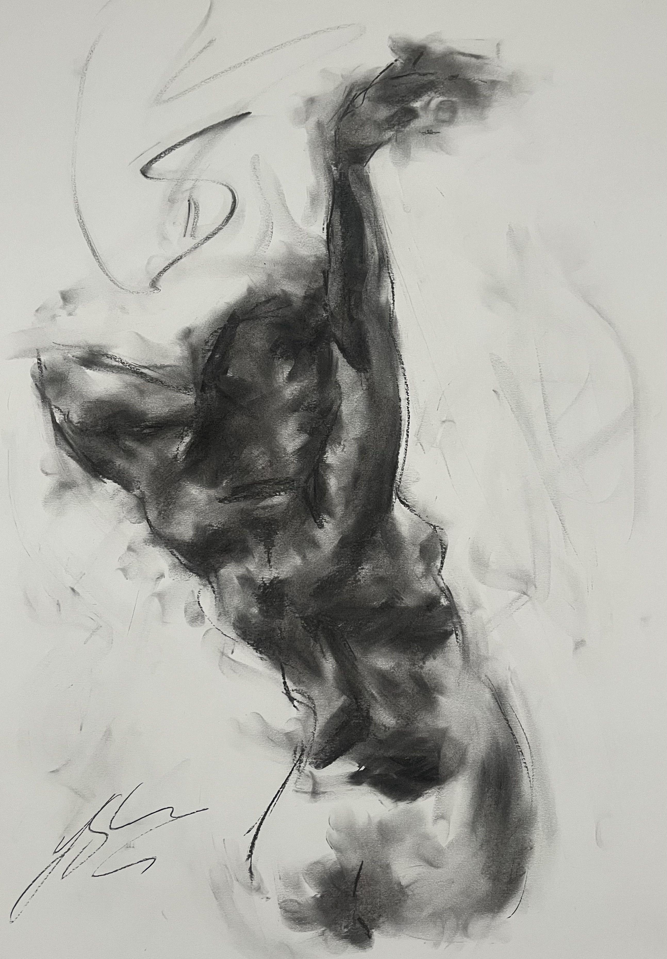 D.A.R.E Study, Drawing, Charcoal on Paper - Art by James Shipton