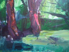 Bäume im Park, Gemälde, Acryl auf Leinwand