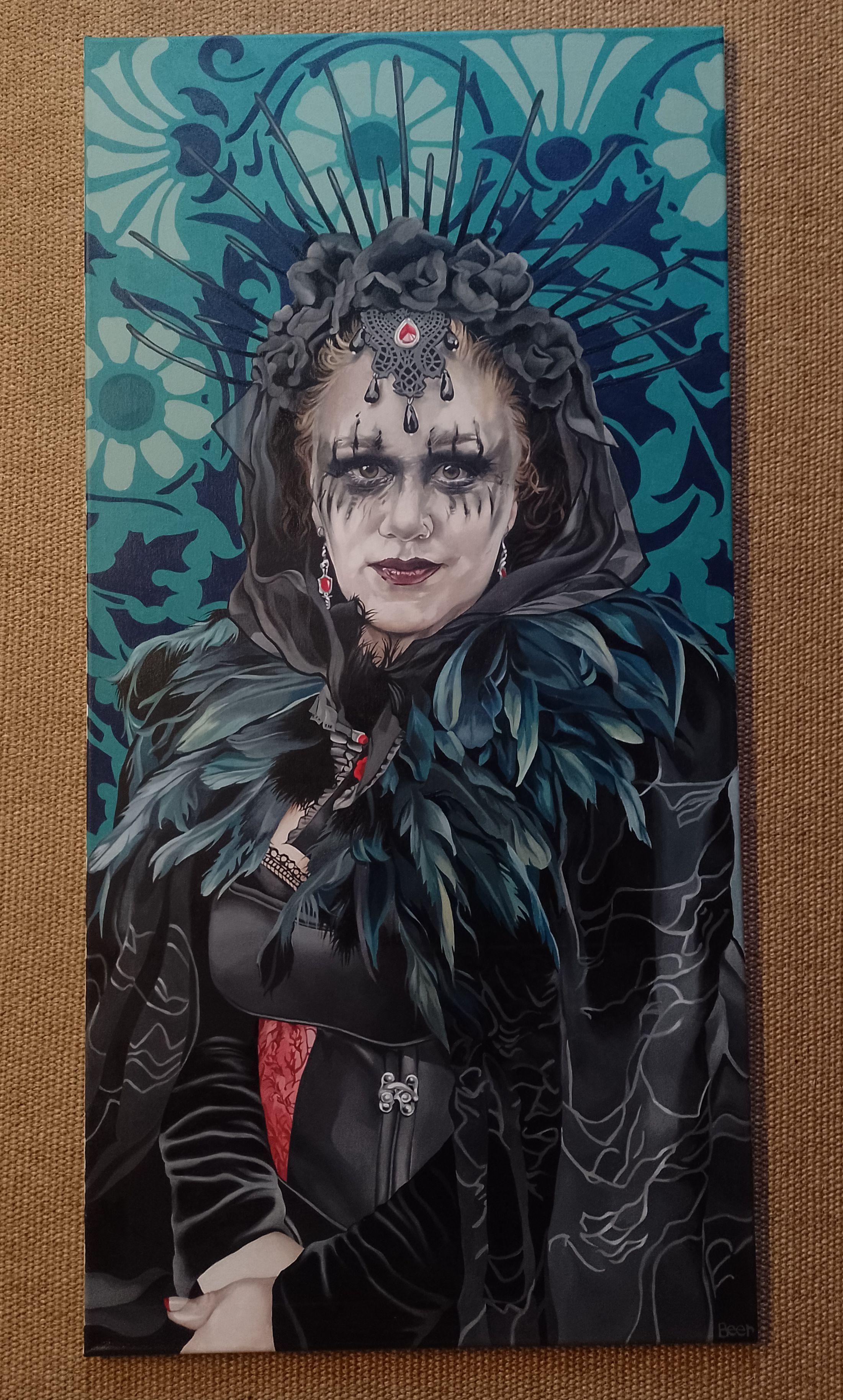 Whitby Goth, Pintura, Óleo sobre lienzo - Art de Jo Beer