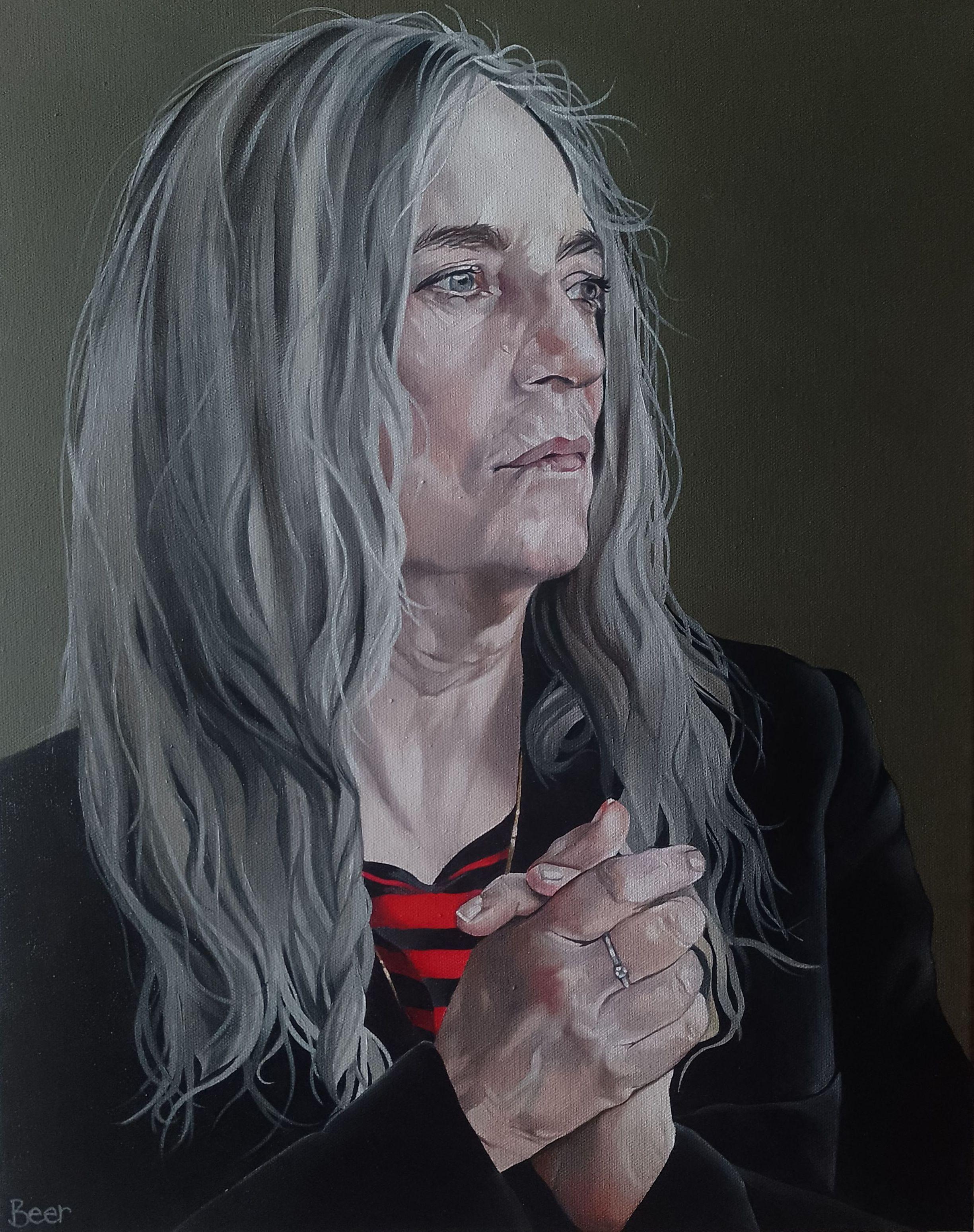 Understated...Patti Smith, Painting, Oil on Canvas - Art by Jo Beer