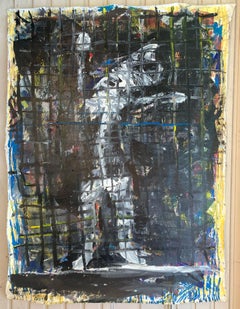 Silver en pantalla, Pintura, Acrílico sobre lienzo