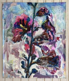 Malvarrosas del patio #2, Pintura, Acrílico sobre lienzo