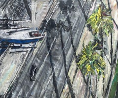 Poursuite d'un motocycliste par la police, Peinture, Acrylique sur toile