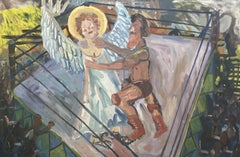 Jakob ringt mit dem Engel, Gemälde, Öl auf Leinwand