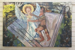 Jakob ringt mit dem Engel, Gemälde, Öl auf Leinwand
