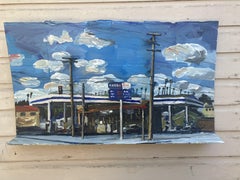 Arco Tankstelle, Gemälde, Acryl auf Sonstiges