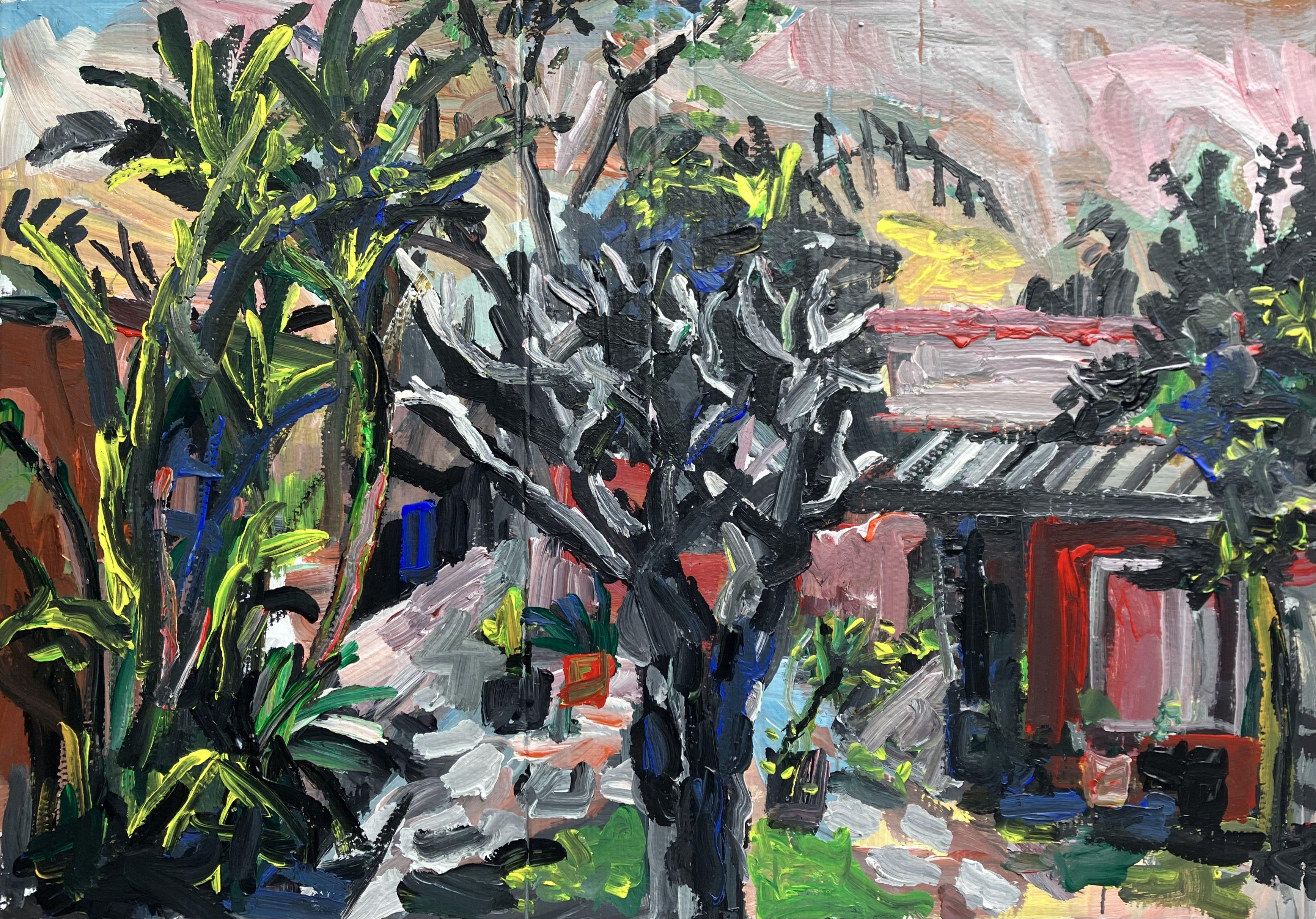 Backyard Sunset, Painting, Acrylic on Other - Art by John Kilduff