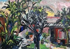 Backyard Sunset, Painting, Acrylic on Other