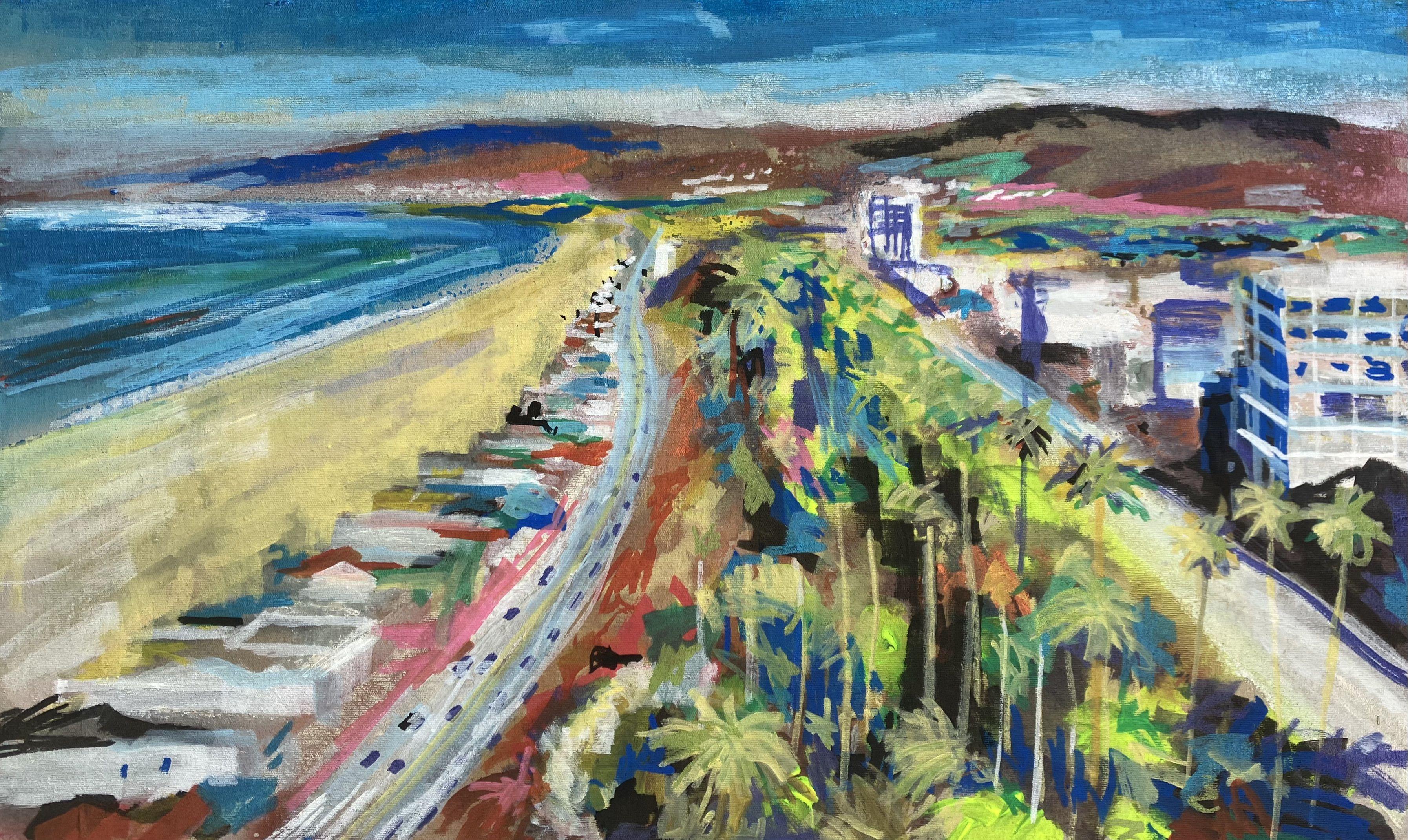 Sobre Santa Monica, Pintura, Acrílico sobre lienzo - Art de John Kilduff