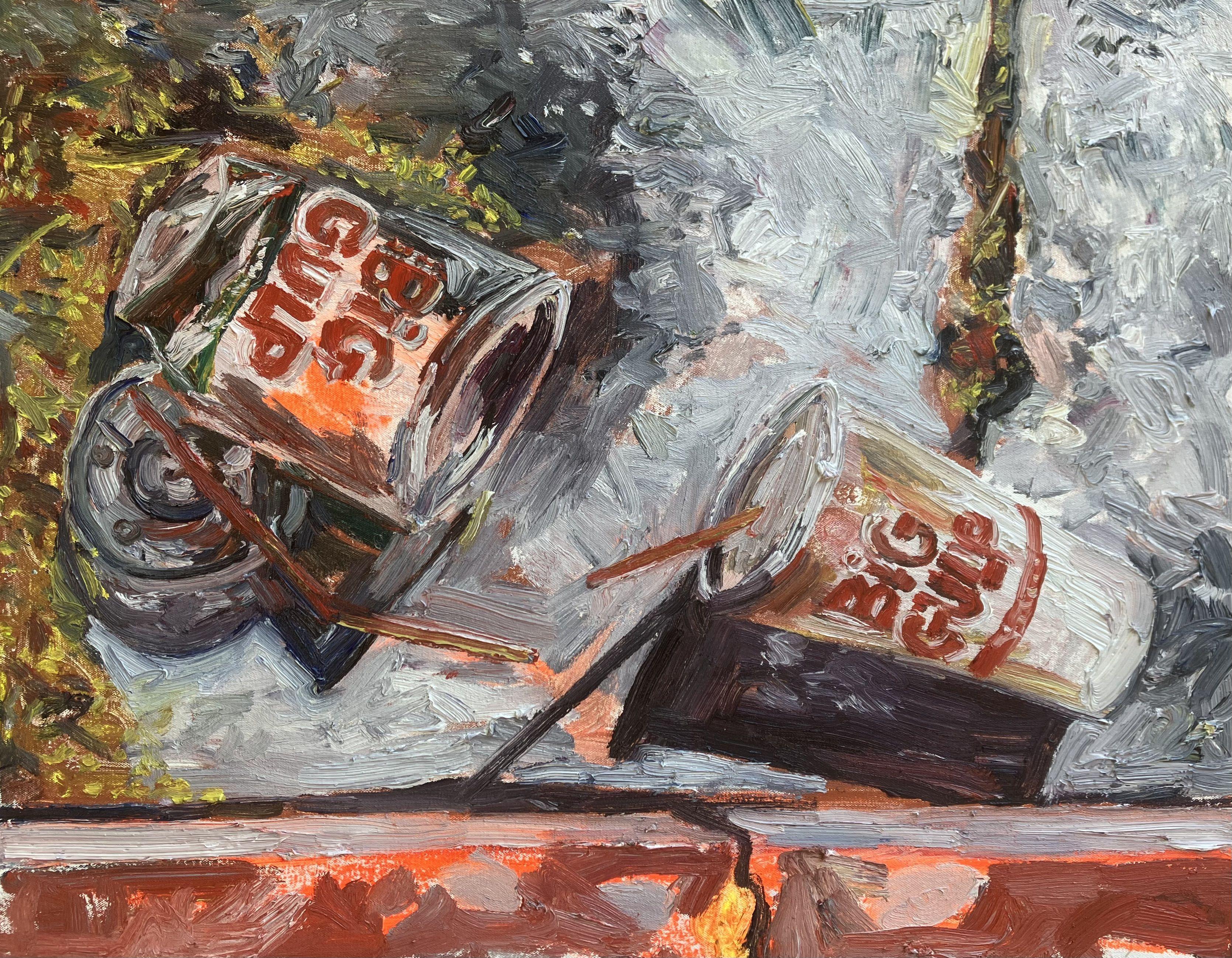 Big Gulps en la cuneta, Pintura, Óleo sobre lienzo - Art de John Kilduff