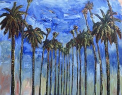 Street palms, Painting, Oil on Canvas