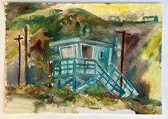 Lifeguard Tower Malibu, Painting, Watercolor on Paper