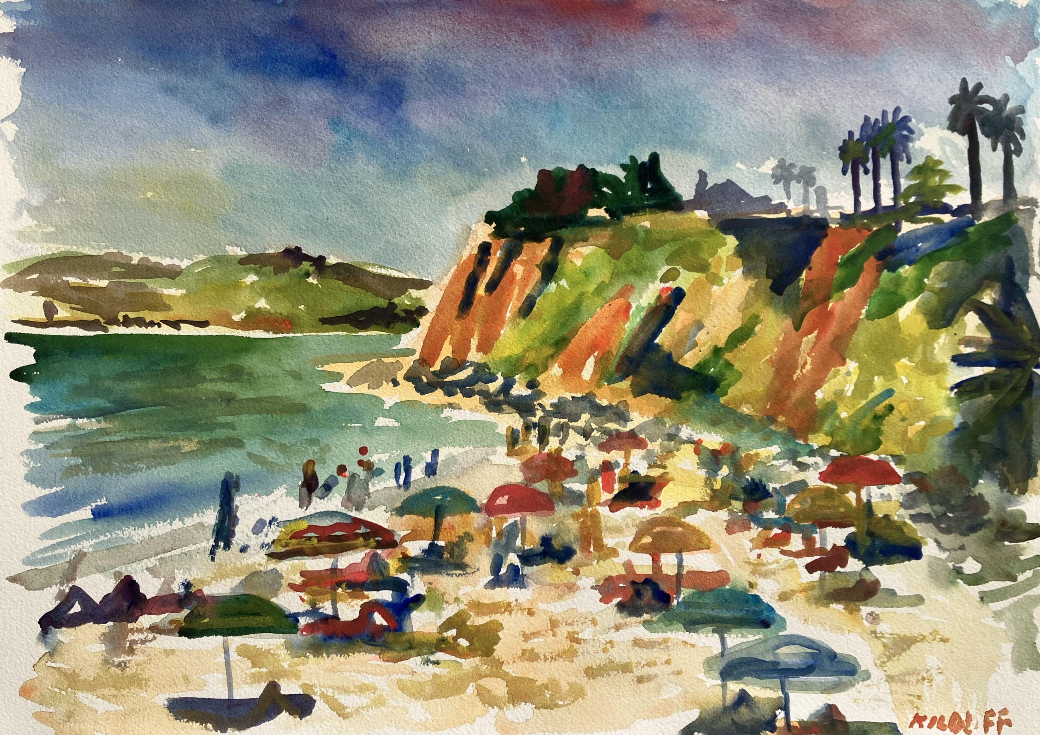Schmetterlingsstrand #2, Gemälde, Aquarell auf Papier