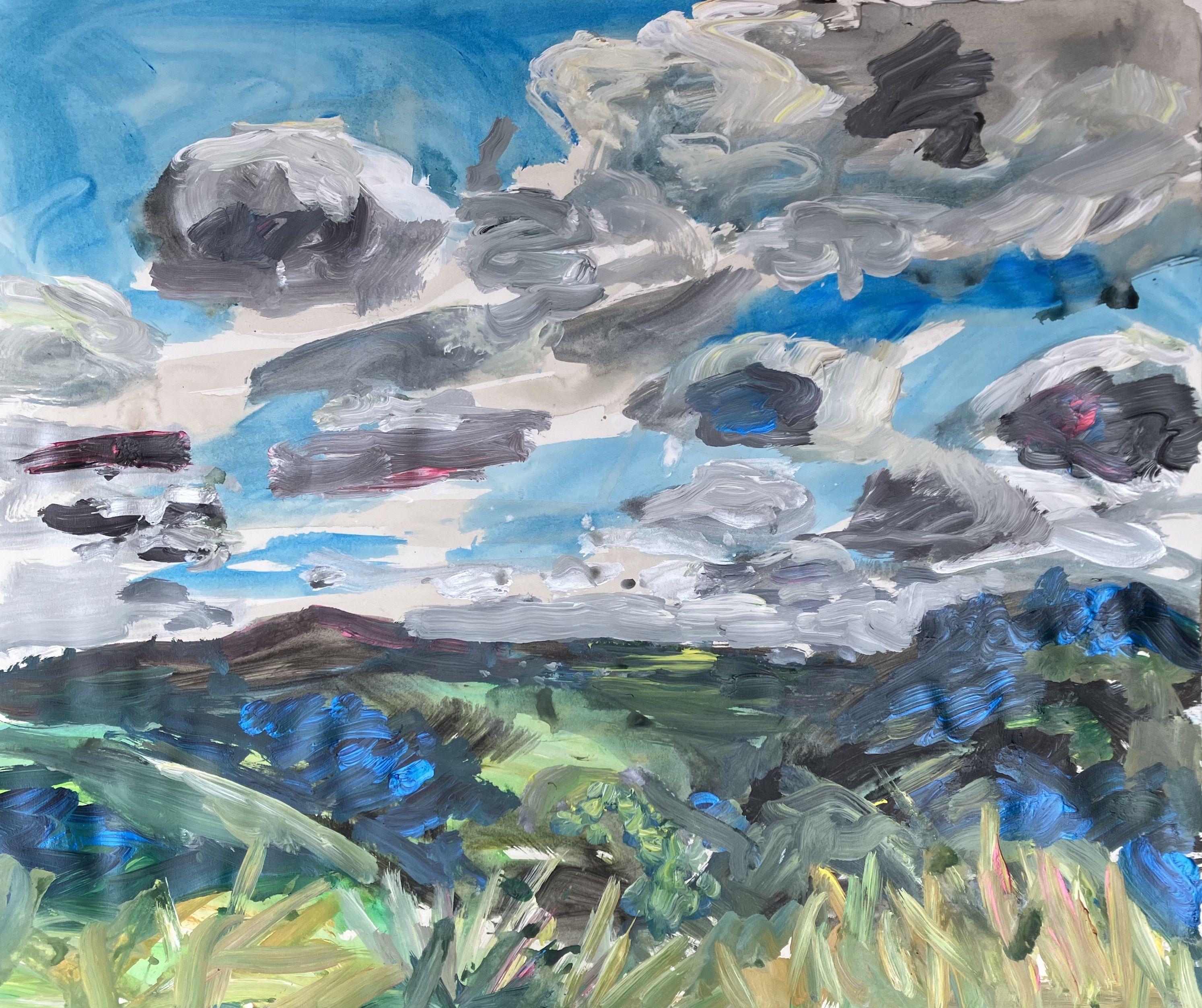 Mulholland clouds, Painting, Acrylic on Paper