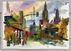 Swanston Street vista desde Princes Bridge, Pintura, Acuarela sobre papel de acuarela