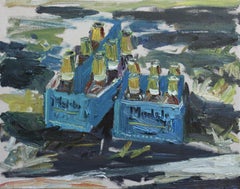 6 paquetes vacíos en la acera, Pintura, Óleo sobre Otro