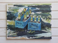6 paquetes vacíos en la acera, Pintura, Óleo sobre Otro