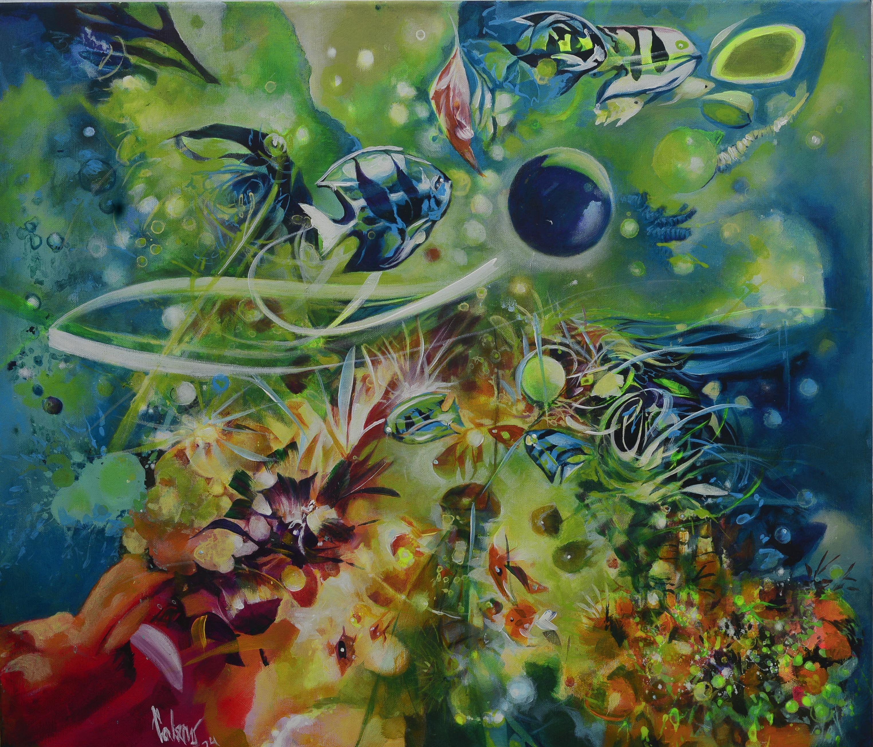 Water simphony, Painting, Acrylic on Canvas - Art by Jorge Calero