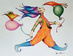 Divertirse, Pintura, Acuarela sobre papel de acuarela