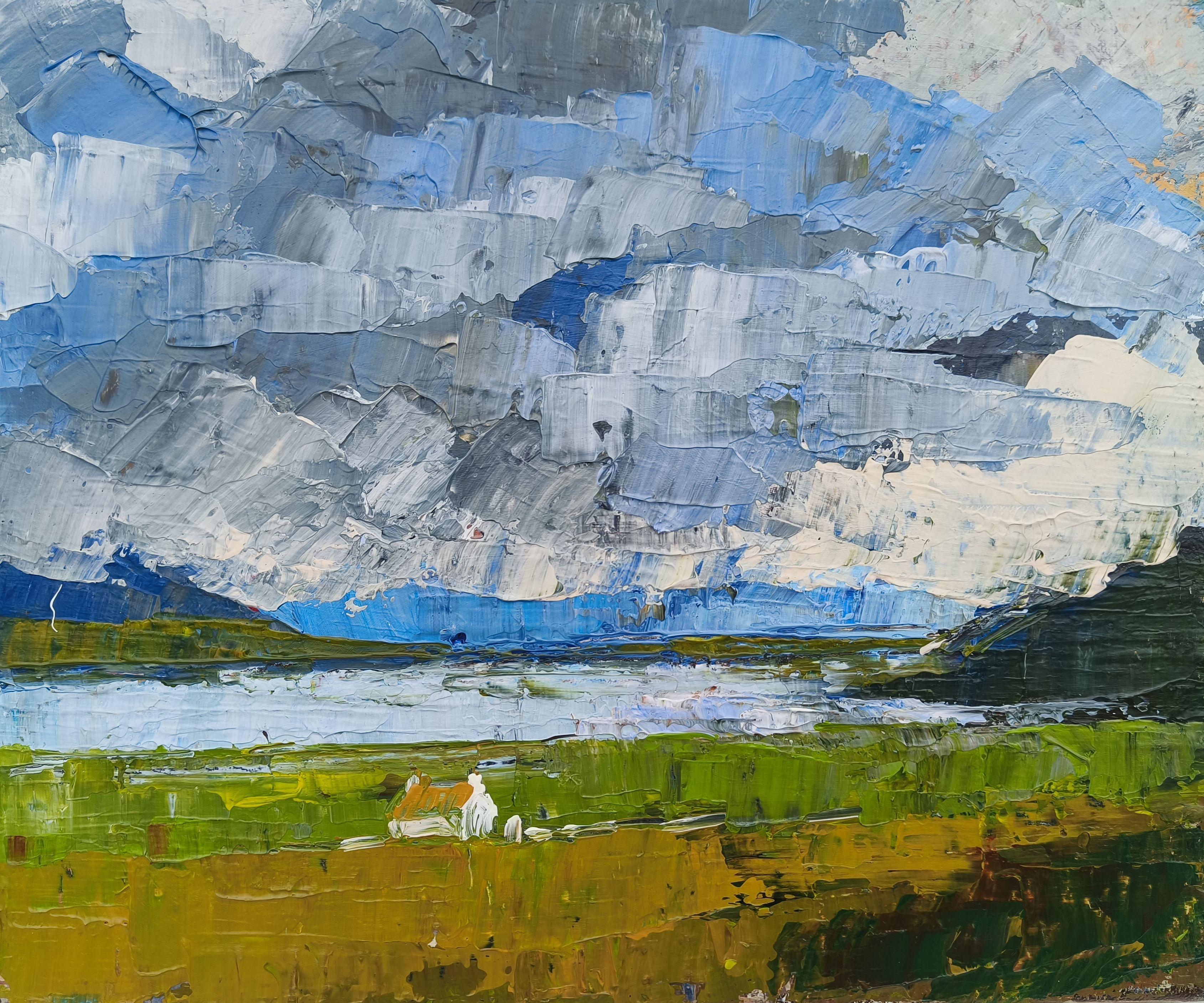 Scène côtière, peinture, acrylique sur toile