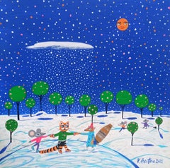 Christmas Night Together, Painting, Acrylic on Canvas