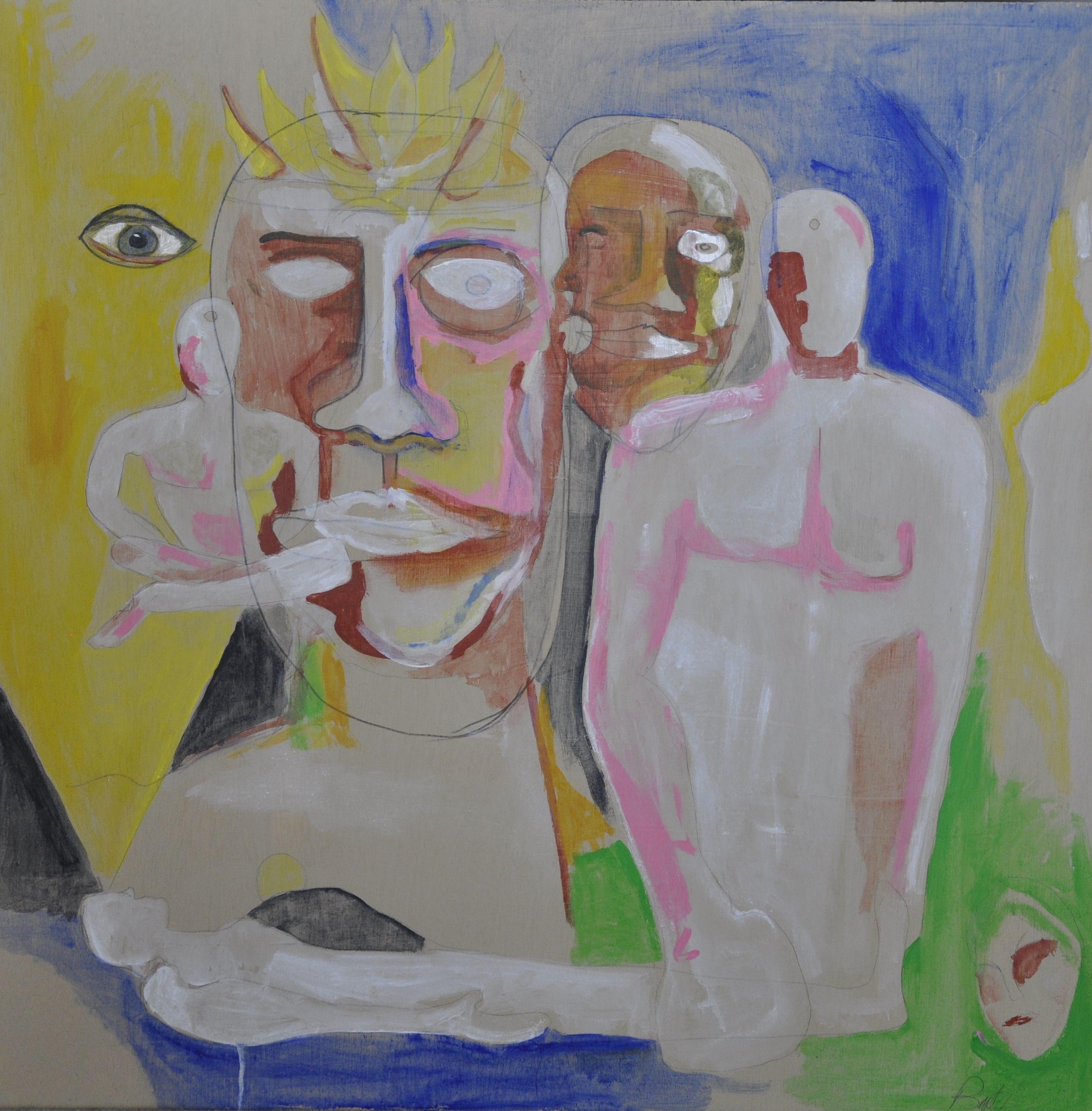 Ancestral Manifestation, Painting, Acrylic on Wood Panel - Art by Kevin Brewerton